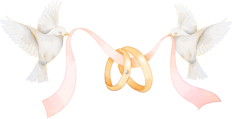Watercolor Wedding Rings with Birds.